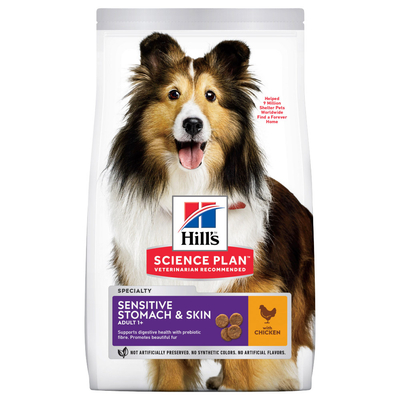 2x14kg Adult Sensitive Stomach & Skin Medium met Kip Hill's Science Plan Hondenvoer - hondenbrokken