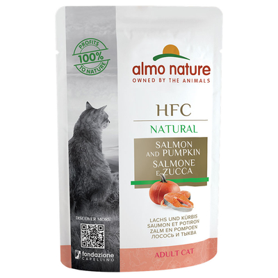 Almo Nature Classic Maaltijdzakjes Multipak Kattenvoer 6 x 55 g - Zalm & Pompoen - natvoer katten