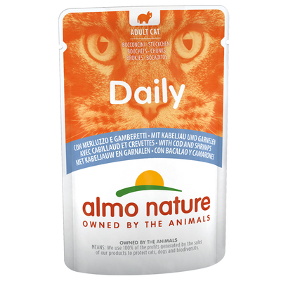 6x70g Maaltijdzakjes met Kabeljauw & Garnalen Almo Nature Daily Menu Kattenvoer - natvoer katten