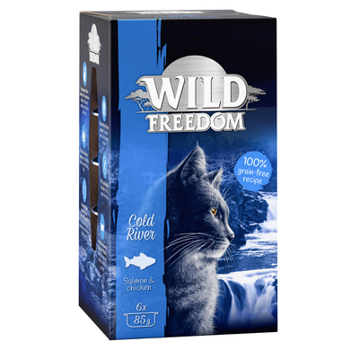 6x85g Adult Kuipje Cold River Zalm & Kip Wild Freedom Kattenvoer - natvoer katten