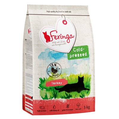 Feringa Adult Koudgeperst Kalkoen 3 x 3 kilo - kattenbrokken