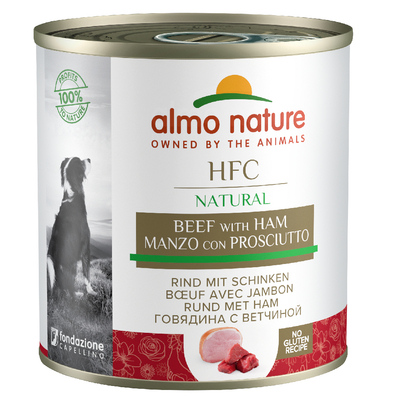 6 x 280 g  Almo Nature Classic Rund met Ham (290 g)  Hondenvoer - natvoer honden