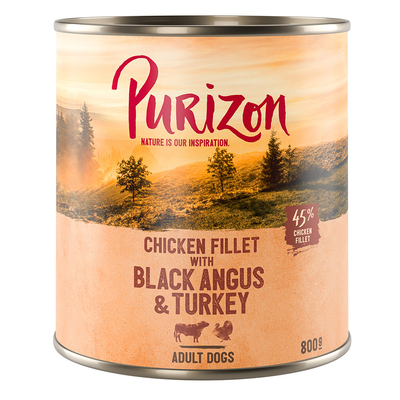 Purizon Adult 6 x 800 g  - Black Angus & Kalkoen met Zoete Aardappel en Cranberry - natvoer honden