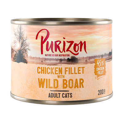 Voordeelpakket: Purizon Adult 24 x 200 g Kattenvoer - Kipfilet met Wild Zwijn - natvoer katten