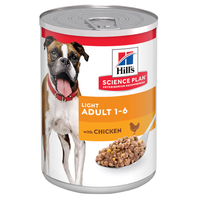Hill's Science Plan 1-6 Adult en Light Adult - 12 x 370 g Adult Light - natvoer honden