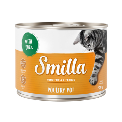 6x200g Gevogeltepannetje Gevogelte met Eend Smilla Kattenvoer - natvoer katten