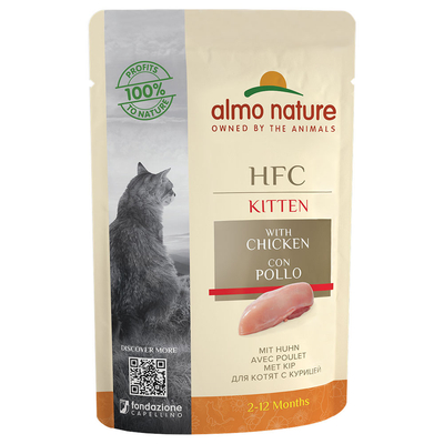 Almo Nature HFC Kitten 6 x 55 g - Met Kip - natvoer katten