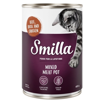 24x400g Multivleespotje Rund, Eend en Kip Smilla Kattenvoer - natvoer katten