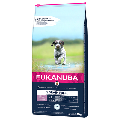 Eukanuba Grain Free Puppy Large Breed Zalm Hondenvoer - Dubbelpak 2 x 12 kg - hondenbrokken