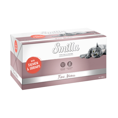 24x100g Zalm & Garnalen Smilla Fine Menu Kattenvoer nat - natvoer katten