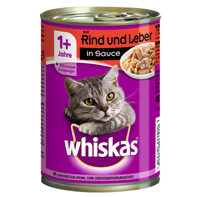 24x400g 1+ Rund & Lever in Saus Whiskas Kattenvoer - natvoer katten