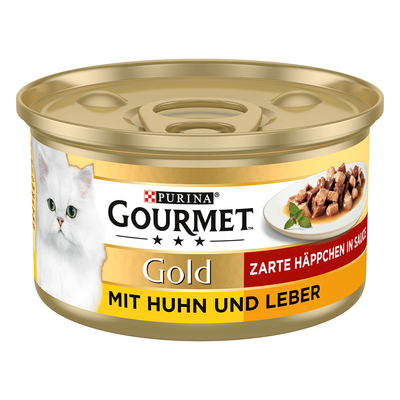 12x85g Gold Fijne Hapjes in Saus Kip & Lever Gourmet Kattenvoer - natvoer katten