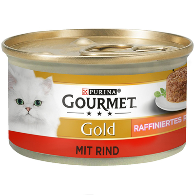 12 x 85 g Gourmet Rund  Gold geraffineerde ragout  kattenvoer - natvoer katten