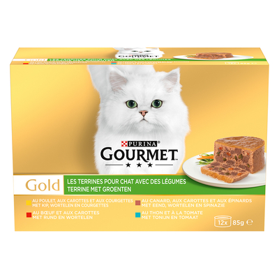 12 x 85 g Terrine met Groente Gourmet Gold Kattenvoer - natvoer katten