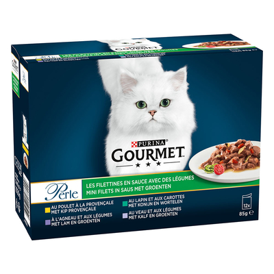 Gourmet Perle Gemengde Selectie 12 x 85 g - Mini Filetti in Saus met Groenten - natvoer katten