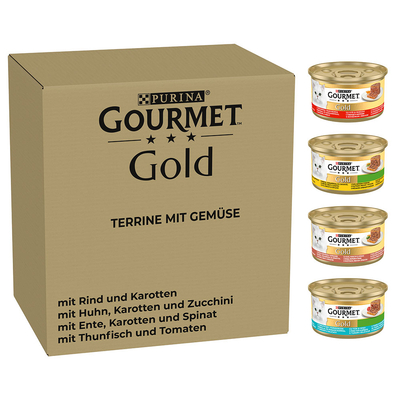 96x85g Terrine met Groente Gourmet Gold Kattenvoer - natvoer katten