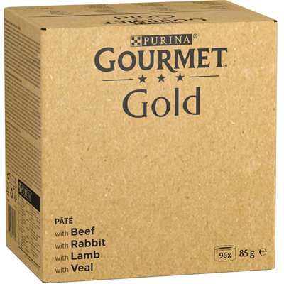 Gourmet Gold Mousse: Rund, Konijn, Lam, Kalfsvlees 96 x 85 g - natvoer katten