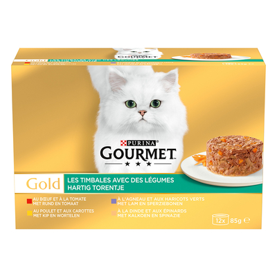 96x85g Rund/Kip/Lam/Kalkoen/Groenten Gourmet Gold Kattenvoer - natvoer katten