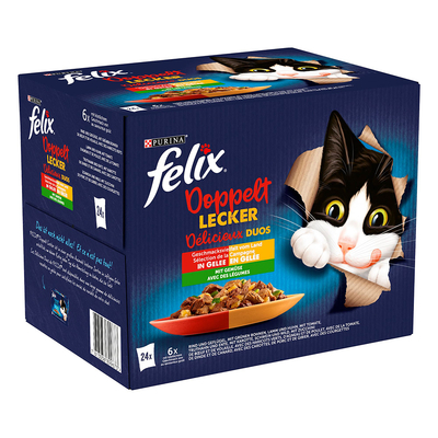 24x85g Selectie met Groenten in Gelei Felix Dubbel Zo Lekker Kattenvoer - natvoer katten