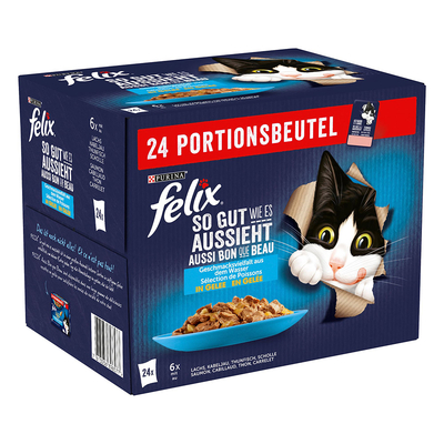 24x85g Vis Selectie in Gelei Felix Elke Dag Feest Kattenvoer - natvoer katten