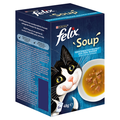 6x48g Soup Smaakvariaties uit het water Felix Kattenvoer - natvoer katten