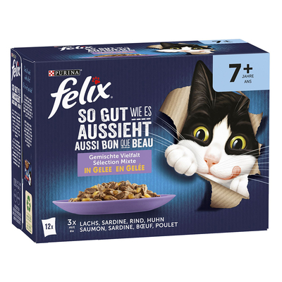 12x85g Senior Mix Selectie in Gelei Felix Elke Dag Feest Kattenvoer - natvoer katten