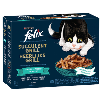 12x80g Smaakvariatie uit het Water Felix Heerlijke Reepjes Kattenvoer - natvoer katten