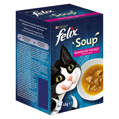 6x48g Soup Gemengde variaties Felix Kattenvoer - natvoer katten