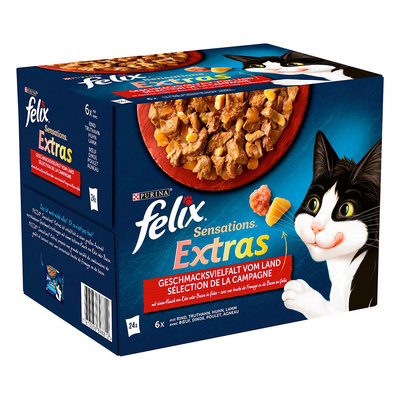 24x85g Van het Land Felix Sensations Extras in Gelei Kattenvoer - natvoer katten