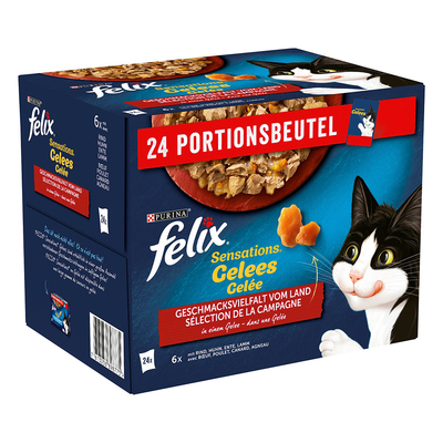 96x85g Vlees Selectie Felix Sensations Kattenvoer - natvoer katten