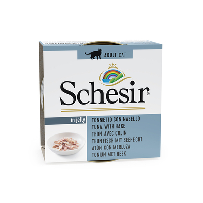 24x85g Natural Tonijn met Heek Schesir Kattenvoer - natvoer katten