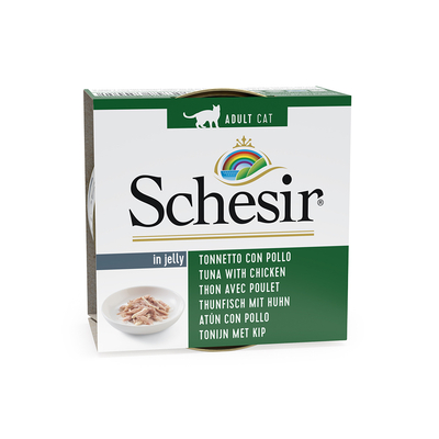 24x85g Natural Tonijn met Kip Schesir Kattenvoer - natvoer katten