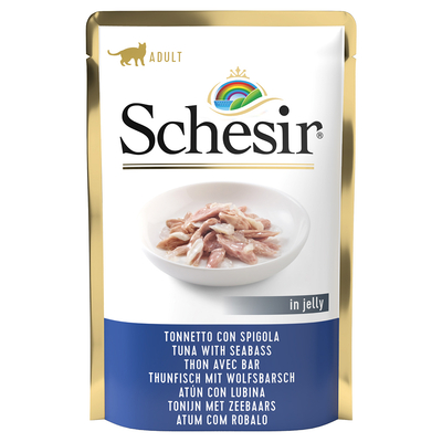 Schesir Kat Jelly Maaltijdzakje 6 x 85 g  - Tonijn met Zeebaars - natvoer katten