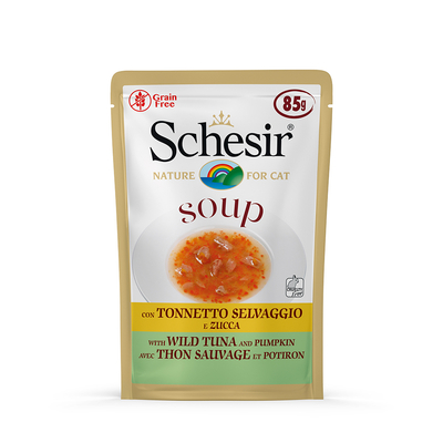 12x85g Wilde Tonijn/Pompoen Schesir Soup Kattenvoer - natvoer katten