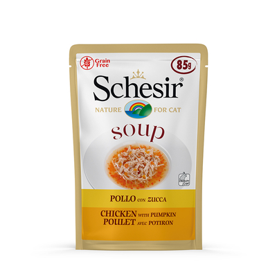 Schesir Cat Soup  - 6 x 85 g Kip met Pompoen - natvoer katten