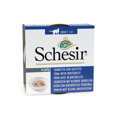 24x85g Natural Tonijn met Ansjovis Schesir Kattenvoer - natvoer katten
