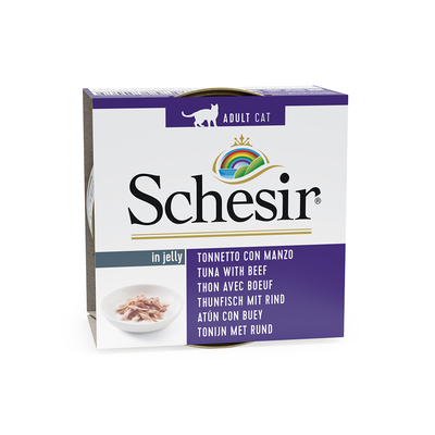 24x85g Natural Tonijn met Runderfilet Schesir Kattenvoer - natvoer katten