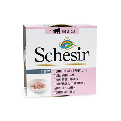 24x85g Natural Tonijn met Ham Schesir Kattenvoer - natvoer katten