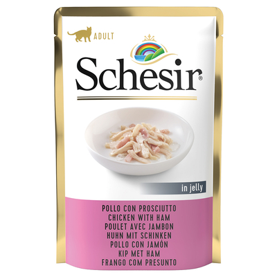 Schesir Kat Jelly Maaltijdzakje 6 x 85 g  - Kipfilet met Ham - natvoer katten