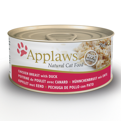 24x70g Kippenborst met Eend Applaws Kattenvoer - natvoer katten