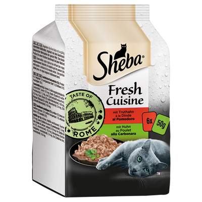 Sheba Fresh Cuisine Taste of Rome Kattenvoer 6 x 50 g - Kip & Kalkoen - natvoer katten