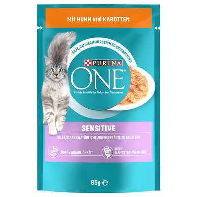 13 x 85 g Sensitive Kip & Wortels Purina ONE Kattenvoer - natvoer katten
