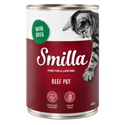 Smilla Rundvleesstukjes Kattenvoer 6 x 400 g - Rund met Eend - natvoer katten