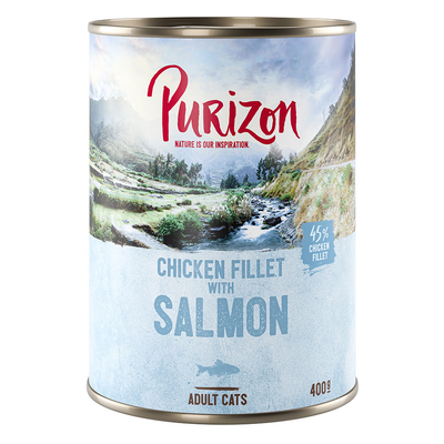 Purizon Adult 6 x 400 g - getreidefrei - Mixpakket (2 x Zalm, 2 x Wild Zwijn, 2 x Lam) - natvoer katten
