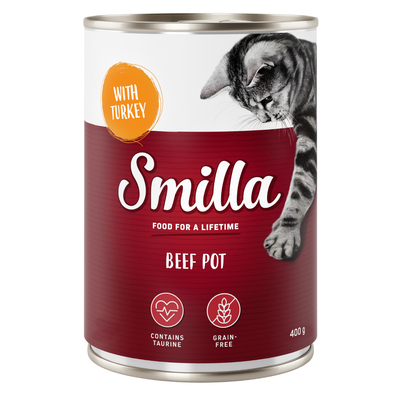 Smilla Rundvleesstukjes Kattenvoer 6 x 400 g - Rund met Kalkoen - natvoer katten