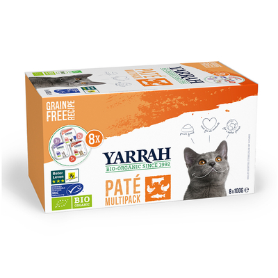 Yarrah Bio Kattenvoer Multipack Paté Graanvrij Kip - Rund 8 x 100 gr NL-BIO-01