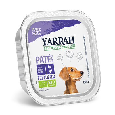 Yarrah Wellness Bio Paté Bio Kalkoen met Bio Aloë Vera 12 x 150 gr - natvoer honden