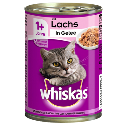 12x400g 1+ Zalm in Gelei Whiskas Kattenvoer Nat - natvoer katten