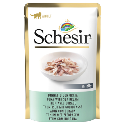 Schesir Kat Jelly Pouch 6 x 85 g - Tonijn met Zeebrasem - natvoer katten