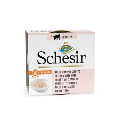 Schesir Natural in saus kattenvoer 24 x 70 g - Kip met Ham - natvoer katten